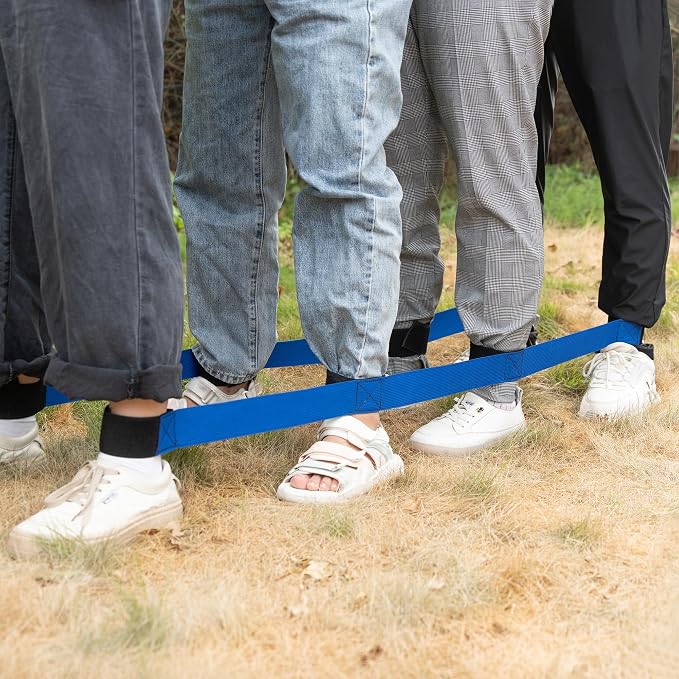 3 Legged Race Bands, Field Day Games for Adults, Outdoor Games for Carnival, Family Reunion & Backyard Party,Team Building Relay Race for 6 Players (2pk, Blue & Red)