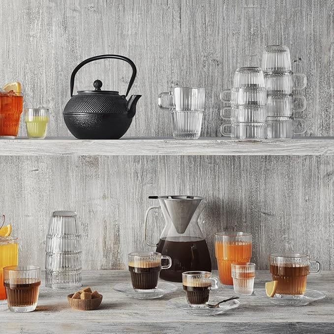 Bormioli Rocco Barshine 3 oz. Espresso Coffee Stackable Tempered Drinking Glasses, Set of 12, Clear