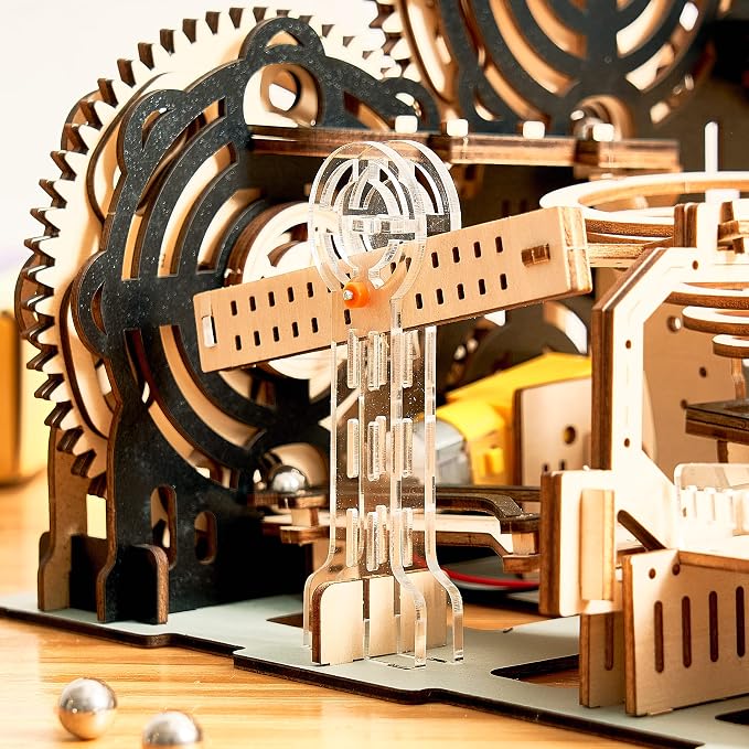 3D Wooden Puzzles Marble Run Set - Mechanical Model Kits with Motor, Brainteaser and Puzzle for Christmas/Birthday,Gifts for Adults and Teens to Build Combination
