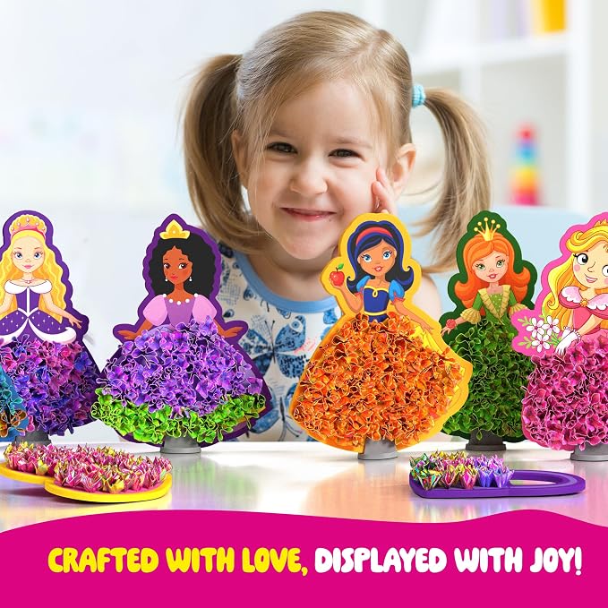 Dan&Darci Jab Jab Art Magical Princesses Kit - Gifts for 5 Year Old Girls - Arts and Crafts for Kids Ages 4-8, 4-6 - Mess-Free Craft - Birthday Gift Ideas for Girls Ages 4, 5, 6, 7, 8, 9