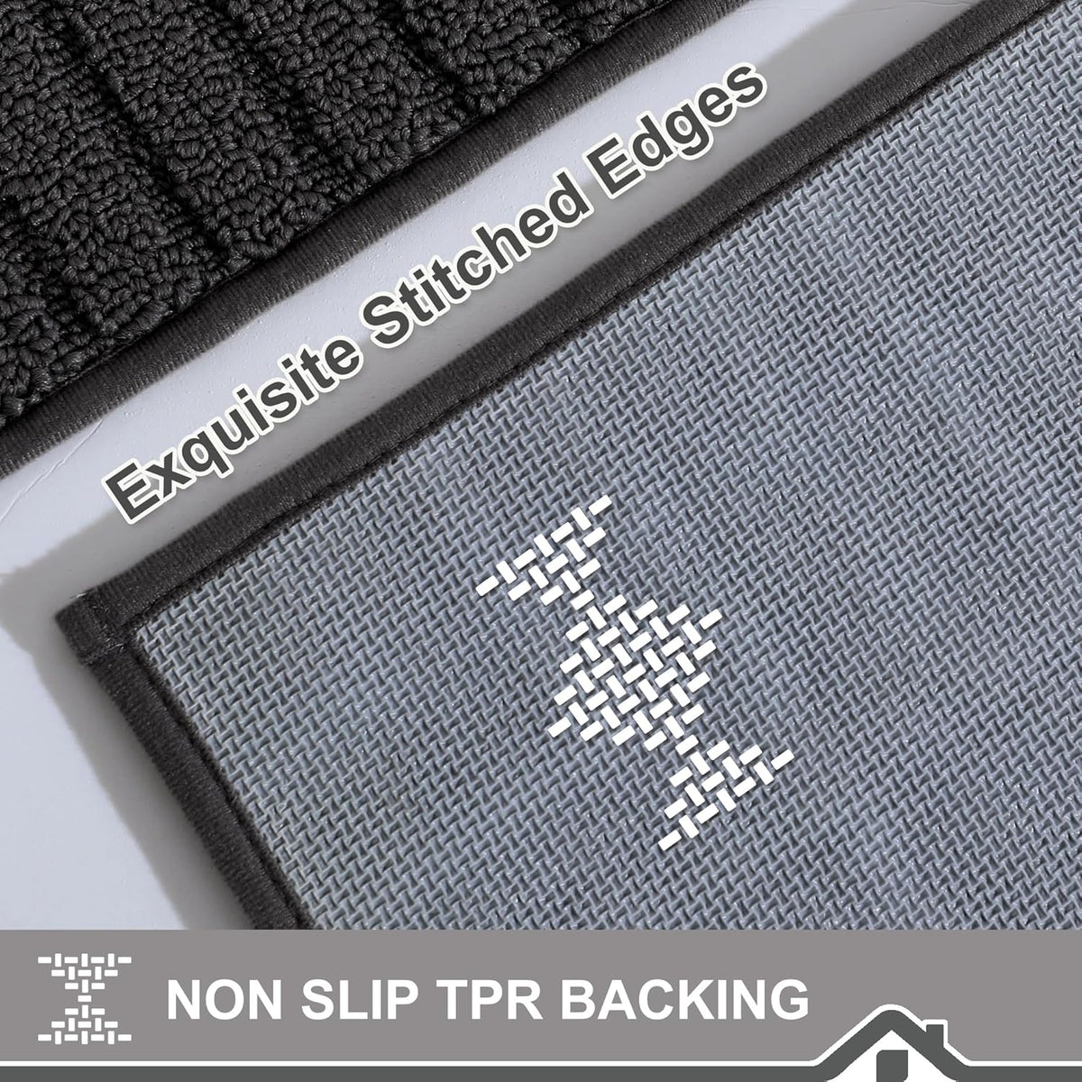 BEQHAUSE-Kitchen-Rugs-and-Mats Non Slip Kitchen Mats for Floor Absorbent Kitchen Rugs Machine Washable Kitchen Floor Mat,Black 20”x30”