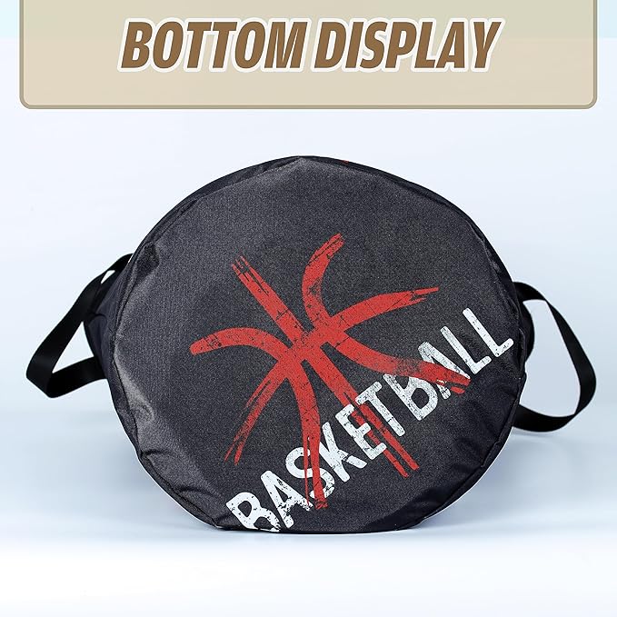 Basketball Laundry Basket Ball Foldable Oxford Cloth Funny Tote Bag Laundry Hamper Clothes Storage Bucket Organizer For Bathroom/Laundry Storage/Bedroom 17.7x13.7 Inch