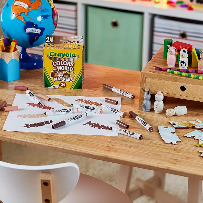 Crayola Colors of the World Markers - 6 Pack (24ct), Bulk Skin Tone Marker Set for Kids, Art Marker, Classroom Must Have, Ages 3+