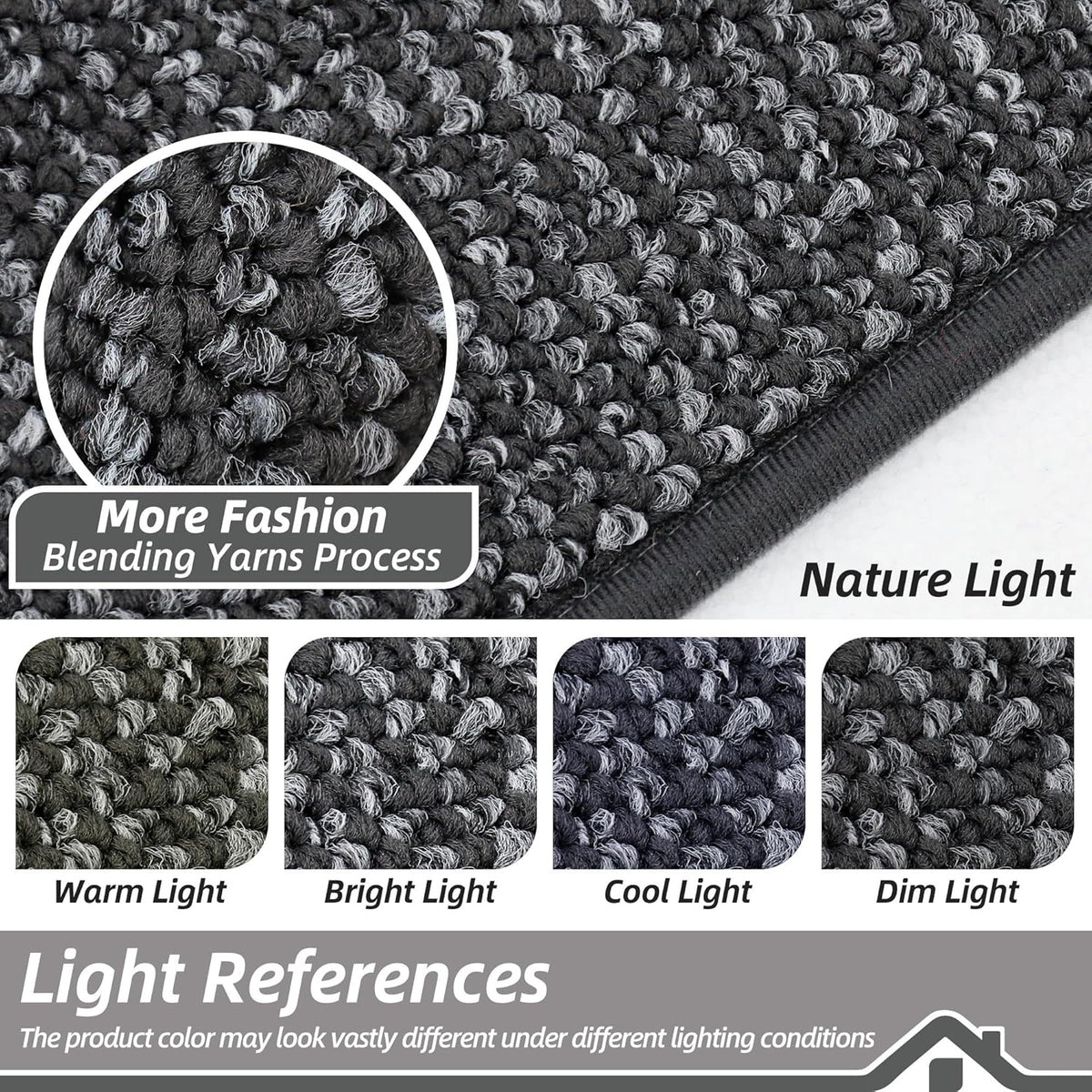 BEQHAUSE Kitchen Rugs and Mats 2PCS, Non-Slip Kitchen Mats for Floor, Absorbent and Stain Resistant Kitchen Runner, Machine Washable Rugs for Kitchen, Laundry & Sink, 24"x36"+24"x60", Charcoal