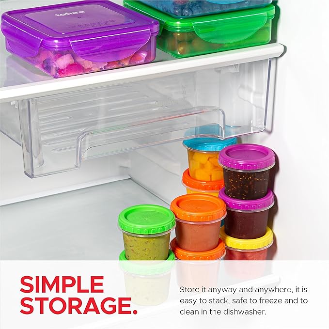 Tafura 4 Oz. Small Containers with Lids [12 Pack] | Condiment Containers for Puree, Snacks, and More | Reusable Small Plastic Food Storage Containers, BPA Free