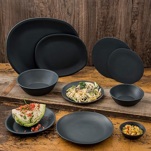 Carlisle FoodService Products Ridge Reusable Plastic Bowl for Home and Restaurant, Melamine, 52 Ounces, Slate, (Pack of 12)