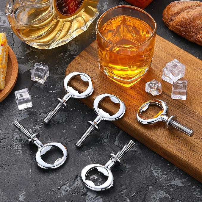 Metal Bottle Opener Kit Blank Bottle Opener Stainless Steel Open Inserts Hardware for Wedding Wine Party DIY Project Craft Wood Turning(Silver,7 Pieces)