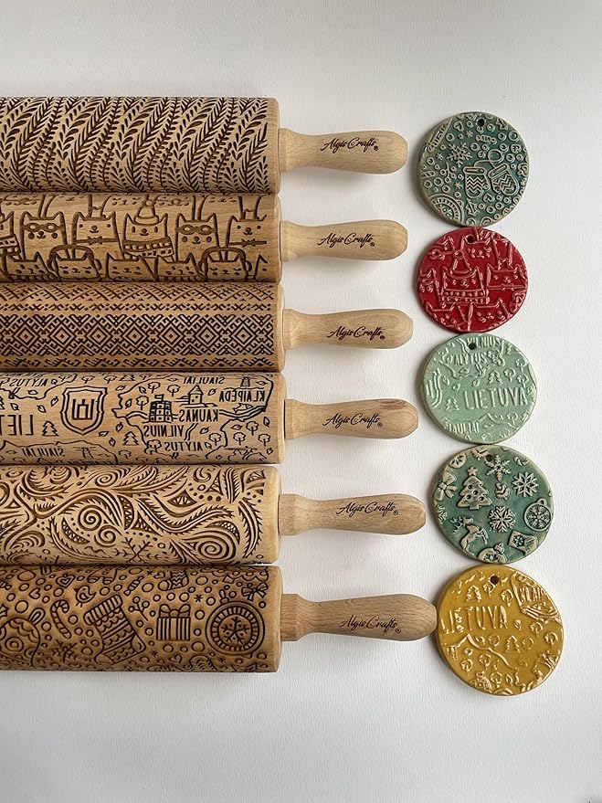 TERRIER PATTERN EMBOSSING ROLLING PIN SCOTTISH TERRIER DOG PATTERN ENGRAVED ROLLING PIN with SCOTTIE for EMBOSSED COOKIES