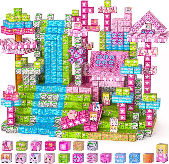 Magnetic Blocks,150PCS Magnetic Building Cube Game,Magnet Blocks Tiles Constructions Toys,STEM Educational Building Blocks for Kids,Christmas Birthday Gifts for Boys and Girls Age 3+ Years Old