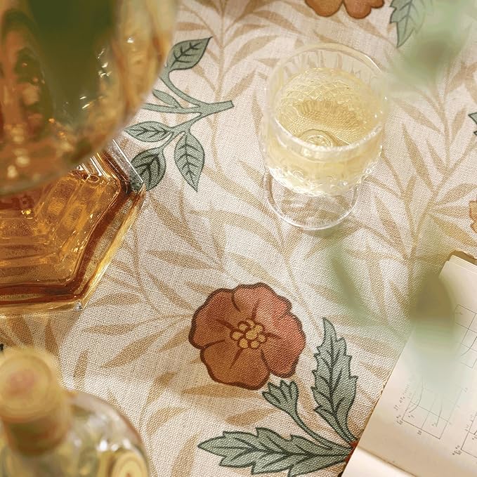 patdrea Designer French Vintage Rectangular Tablecloth,Yellow Floral Pattern Anti-Wrinkle Table Cloth,Dacorative Cover for Kitchen Dining Parties,Christmas,Thanksgiving,55"x87"-Cornflowers