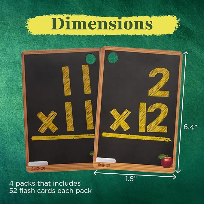 Star Right Math Flash Cards Set of 4 - Addition, Subtraction, Multiplication, Division with 4 Rings - 208 Cards for Kids Ages 6 and Above - Flash Card from 1st to 4th Grade