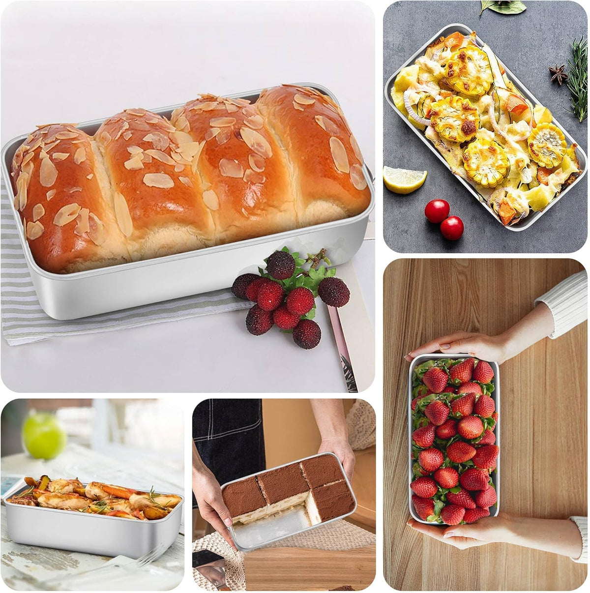 LIANYU 16 Pack 9x5 Inch Loaf Pans for Bread Baking, Stainless Steel Bread Baking Pans, Small Loaf Tins for Homemade Brownies and Pound Cakes, Dishwasher Safe