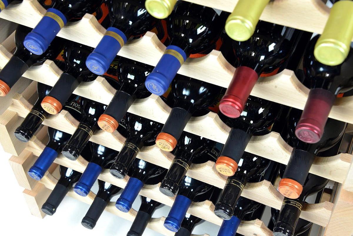sfDisplay.com,LLC. Modular Wine Rack Beechwood 24-72 Bottle Capacity 6 Bottles Across up to 12 Rows Newest Improved Model (36 Bottles - 6 Rows)