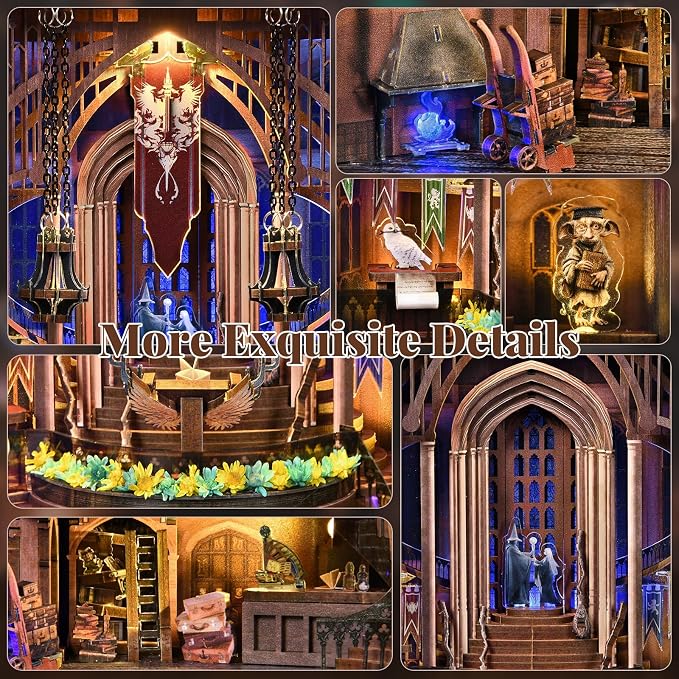 CCCDF Magic Book Nook Kit - DIY Miniature House Dollhouse Kit for Adults, Booknook Tiny House Bookshelf Decor 3D Wooden Puzzle, Gifts for Family, Friends (Magic Admissions Guide)