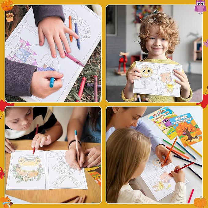 90shine 144PCS Fall Coloring Books for Kids, Thanksgiving Party Favors in Bulk Goodie Bag Stuffers Ages 3-5 4-8