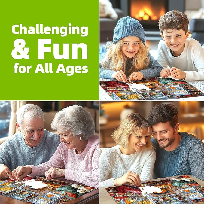 Cozy Reading Room 1000 Piece Jigsaw Puzzle for Adults Winter Library Scene with Fireplace, Books & Dog | Adult Puzzles for Relaxation, Fun Games for Game Night, Unique Mind Puzzles