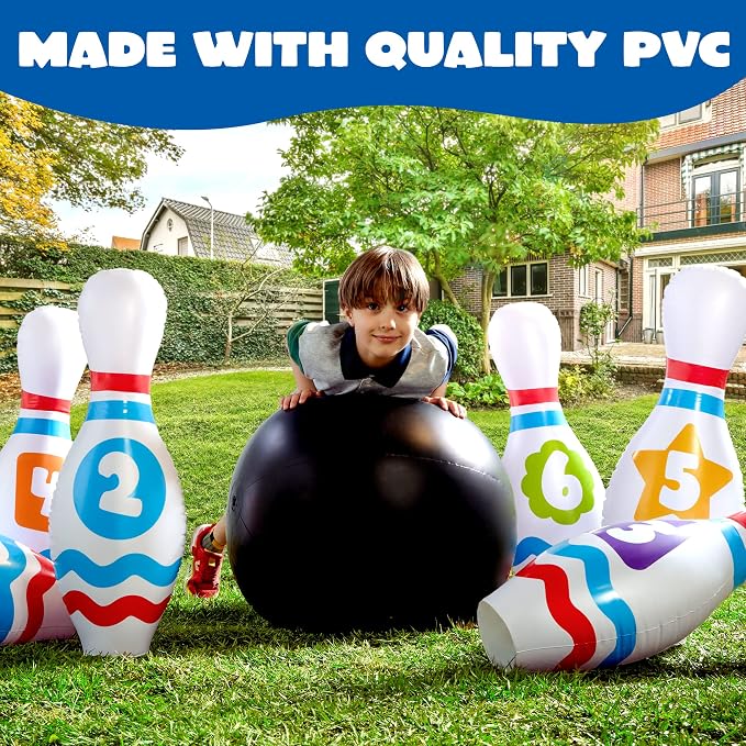 JOYIN Giant Inflatable Bowling Set for Kids and Adults, Christmas Birthday Party Games, Kids Education Motor Skills Toys