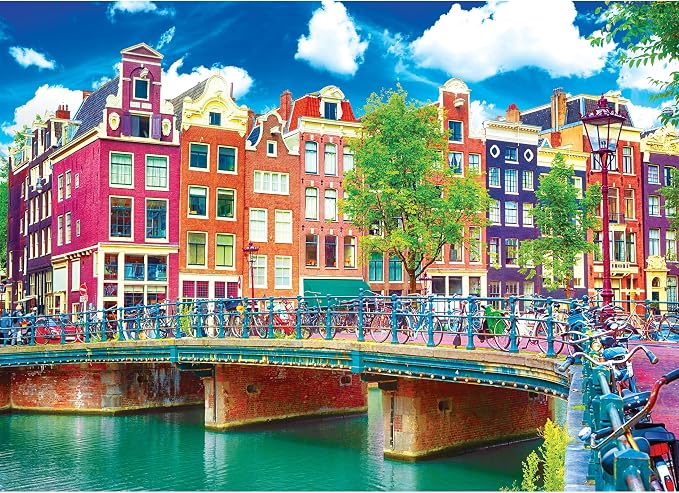 RoseArt - Kodak Premium - Colorful Waterfront Buildings, Amsterdam - 1000 Piece Jigsaw Puzzle for Adults