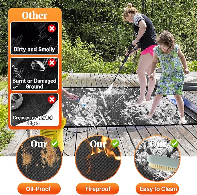 48 ×40 inches Under Grill Mats for Outdoor Grill/ BBQ Mat for Under BBQ, Fireproof Mat- Fire Pit Mat -Protector Mat - Oil-Proof Grill Floor Pads - Solo Stove Mat for Deck Patio Outdoor Smokers Grills