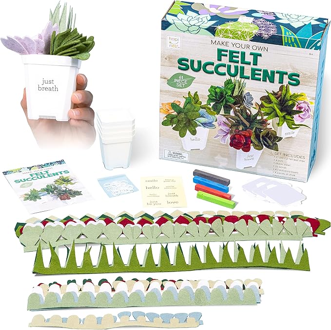 Hapinest DIY Potted Felt Succulents Craft Kit for Adults Women Teens and Seniors, Arts & Crafts for Ages 6 Years and Up