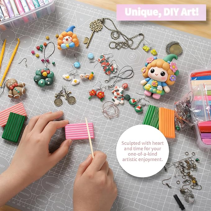 Polymer Clay 92 Colors, Modeling Clay for Kids, Non-Sticky Oven Bake Clay with Sculpting Tools and Accessories, Halloween Christmas Gift for Children and Artists