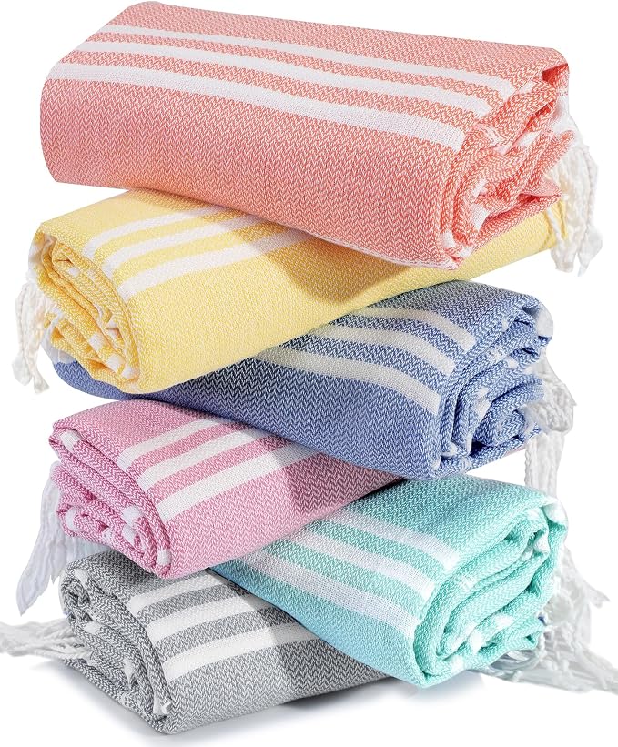 6 Packs Oversized Turkish Beach Towels Set Vacation Essentials Bulk Extra Large Sand Free Quick Dry Clearance Swim Bath Camping Pool Towel Travel Blanket Adult Cruise Accessories Vacation Stuff