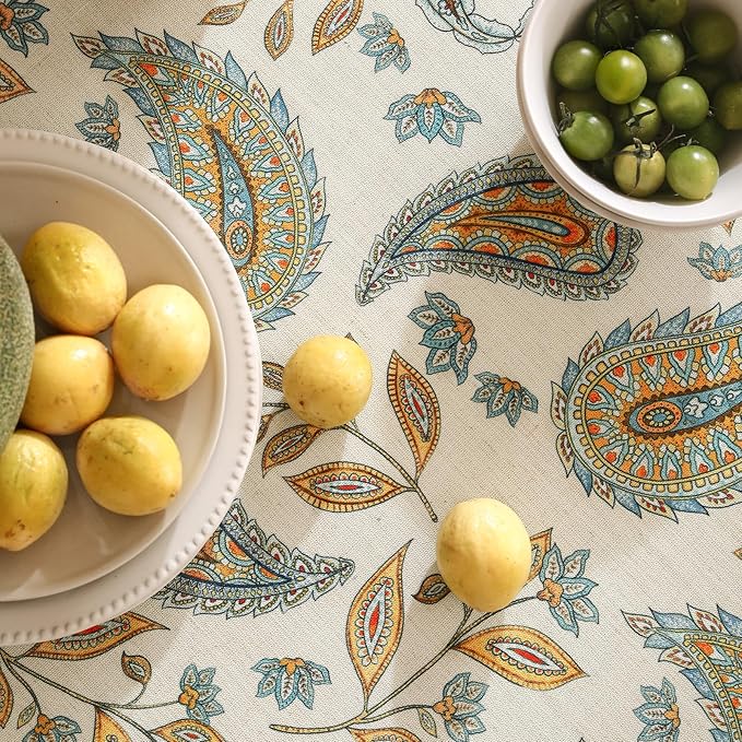 patdrea Designer Vintage French Rectangle Table Cloth,Italian Floral Wrinkle Free Farmhouse Tablecloth,Decor Table Cover for Kitchen Dining,Christmas,Tea Party,Thanksgiving,55"x79"-Lysaniya