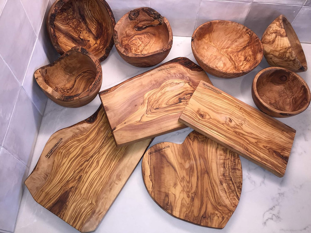 10" Artisan Olive Wood Serving Bowl Exotic Centerpiece or Serving Piece for Salads, Fruit, Snacks. In Sm 6", Med 7", Lg 8", Lg++ 10", XL 11", XXL 12", XXXL 13".(Large++ 10 inch)