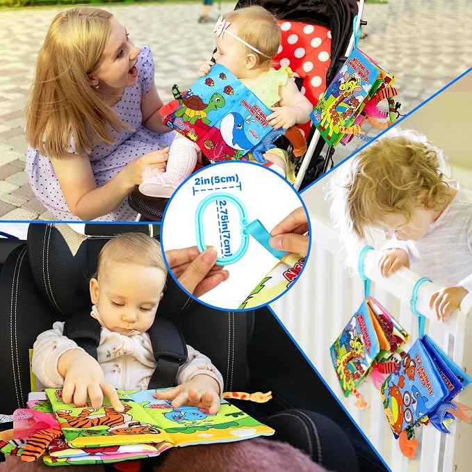 Helsort 2PCS Crinkle Cloth Books - High Contrast Sensory Toys Touch Feel Book for Tummy Time, Infant Travel Essentials Forest Ocean Themes, and Newborn Development Toys 0-18 Months
