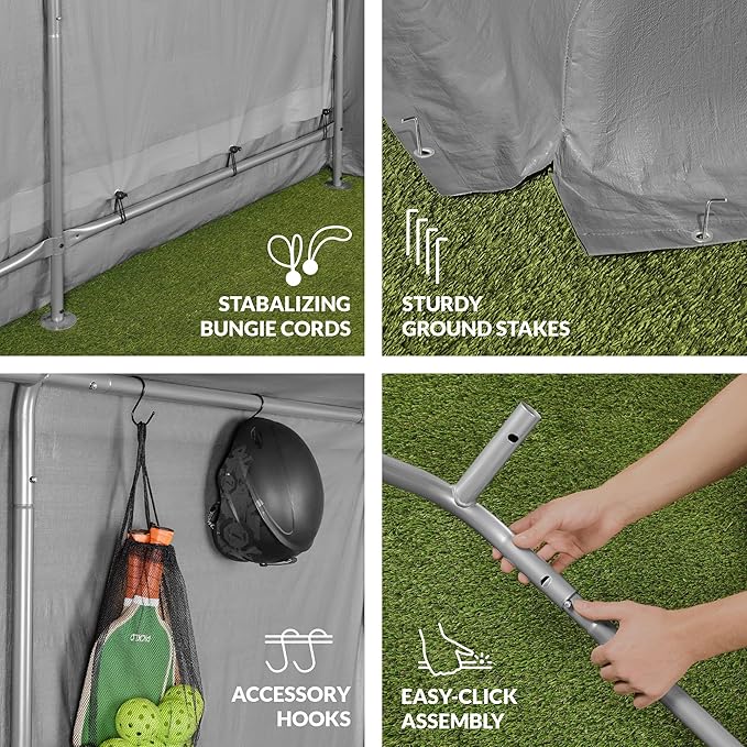 Best Choice Products 10x8ft Outdoor Storage Shed, Carport, Canopy Shelter, Dual Doors & Windows, Metal Frame, Weather-Resistant, Perfect for Storing Motorcycle, Bike, Garden Tools – Gray