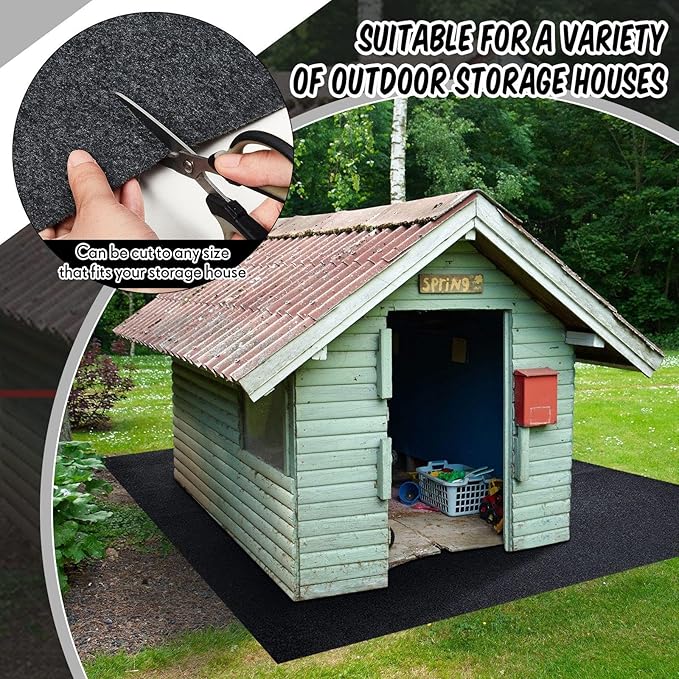 Haull Outdoor Storage Shed Floor Mat Waterproof Outdoor Carport Mat Thickened Soft Patio Furniture Pad Washable with Non Slip Backing, Storage Shed Not Included(8.2 x 10.2 ft)