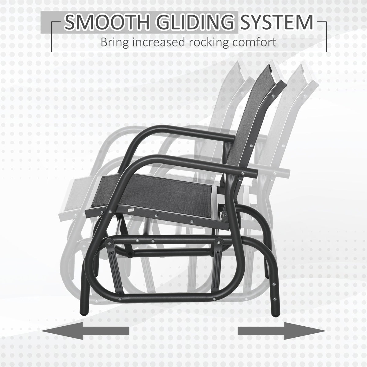 Outdoor Glider Chair, Steel Swing Chai with Curved Armrests for Porch, Garden, Poolside, Balcony, Black