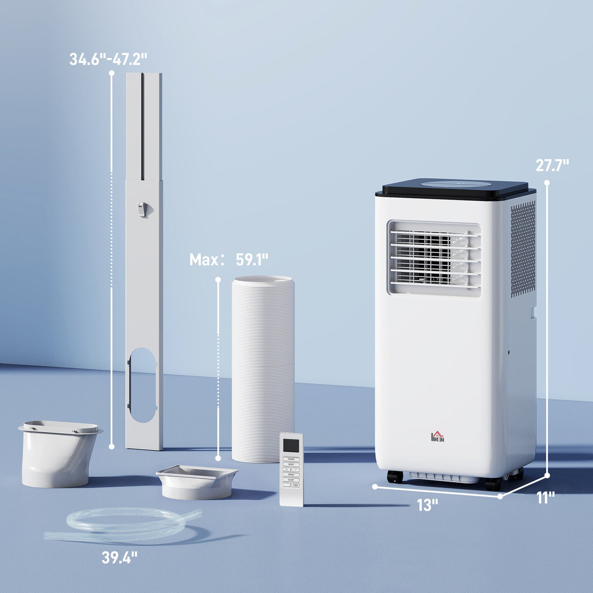 10,000 BTU Moible Air Conditioner 440 Sq. Ft., Dehumidifier Fan Auto Sleep with 24H Timer On/Off, Window Kit, White