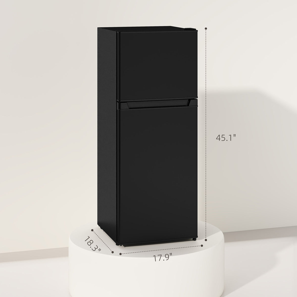 Small Fridge with Freezer, 4 Cu Ft Refrigerator with Reversible Doors, Black