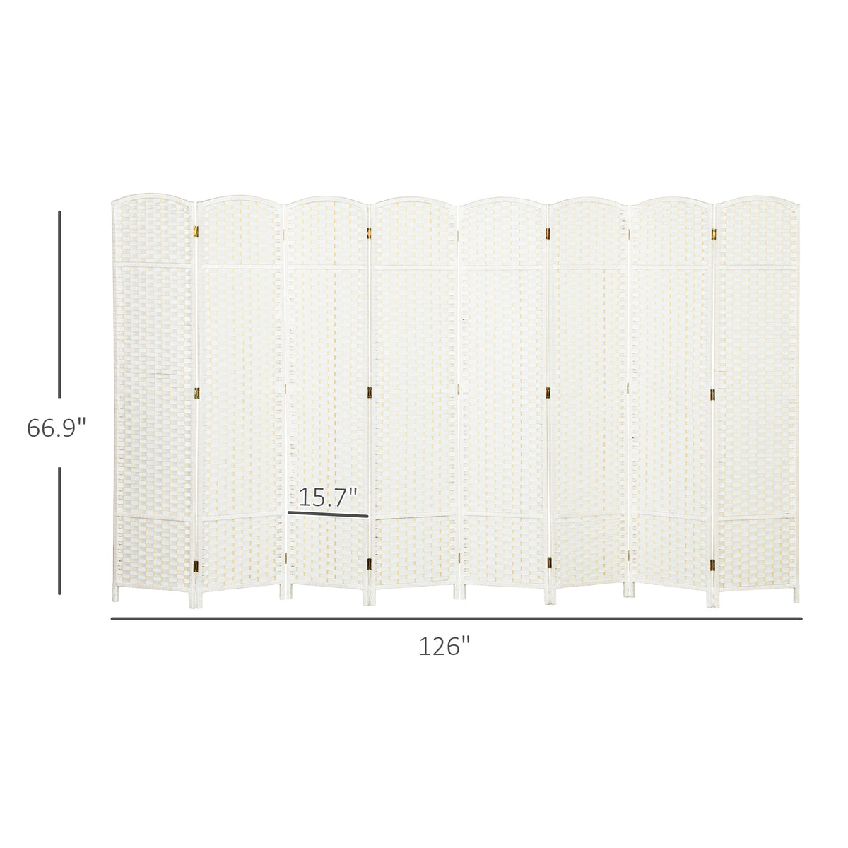 Folding Room Divider Screen 8 Panel 5.6 ' Tall Privacy Screen Freestanding Room Partition for Home Office, White