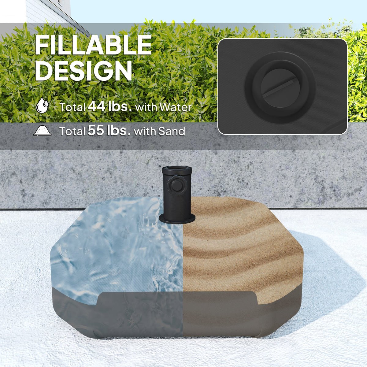Square Patio Umbrella Base Holder, Heavy Duty Outdoor Umbrella Stand Base, Black