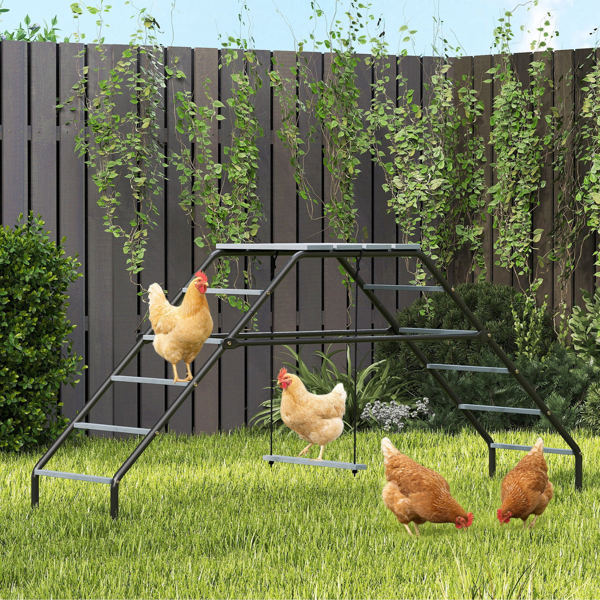 Chicken Coop Perches with Adjustable Swing, 10 Roosting Bars, for Backyard, Farm