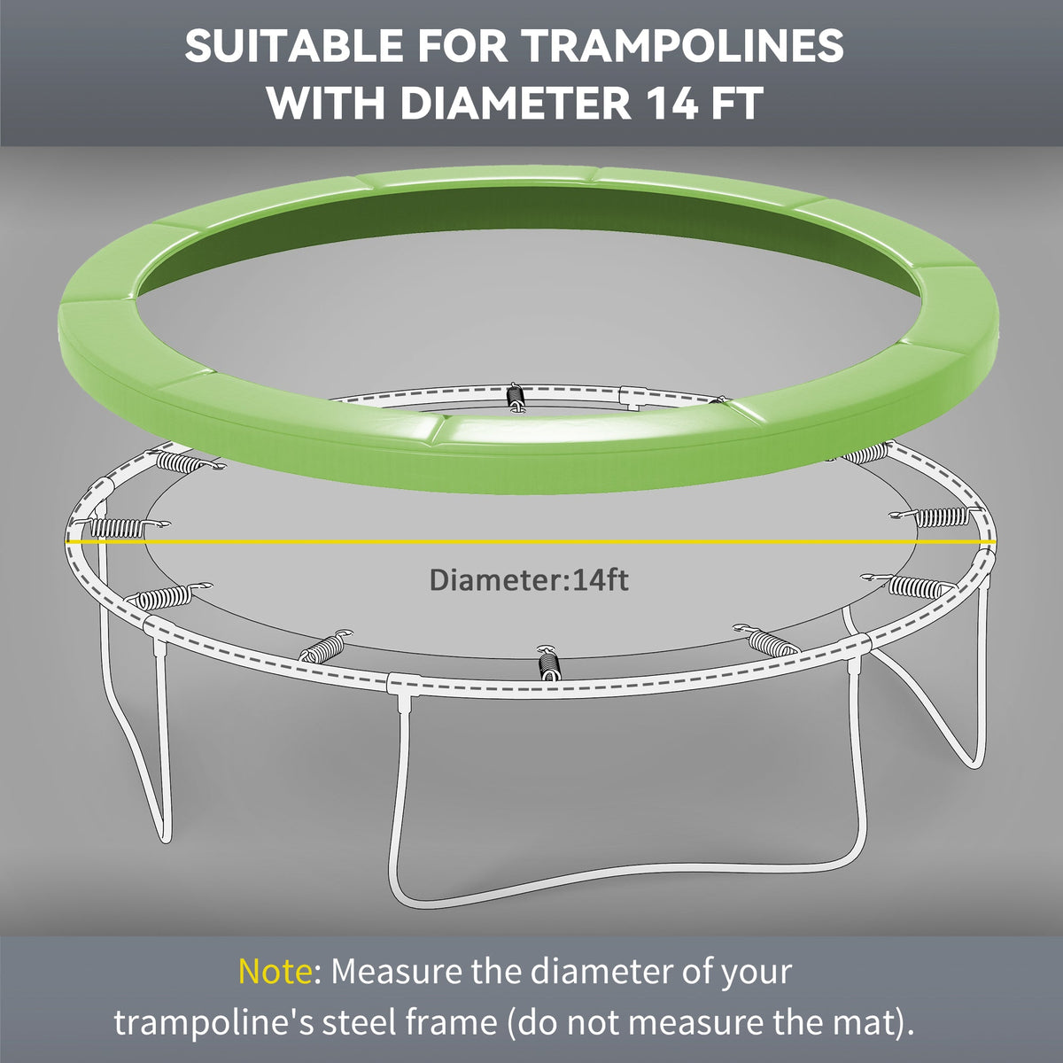 14FT Trampoline Spring Cover, Safety Trampoline Pad Replacement, Waterproof and Tear Resistant, Green