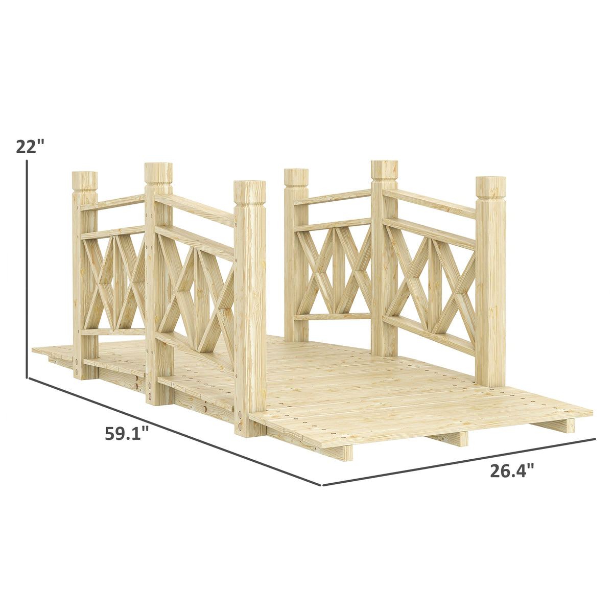 5 ft. Wooden Garden Bridge Footbridge for Backyard Ponds, Creeks, Streams, Nature Wood