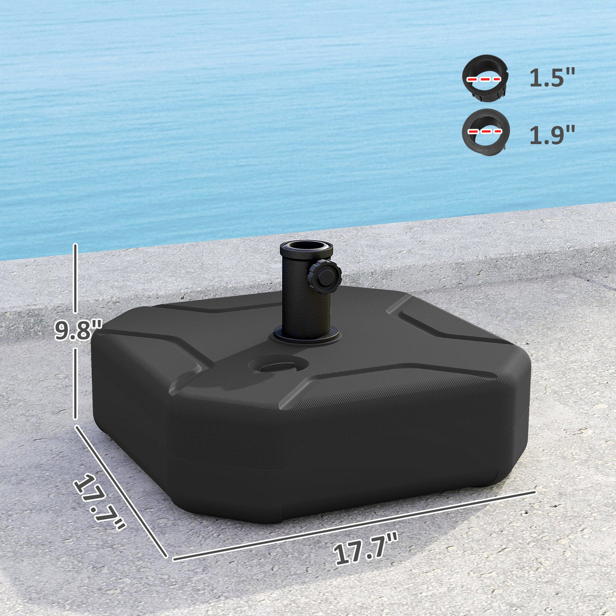 Square Patio Umbrella Base Holder, Heavy Duty Outdoor Umbrella Stand Base, Black