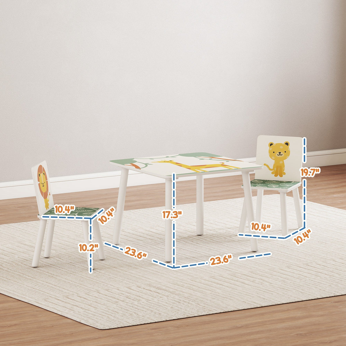 3-Piece Kids Toddler Table and Chair Set Furniture for Boys and Girls Aged 3-8, Bedroom, Nursery, Playroom, Green