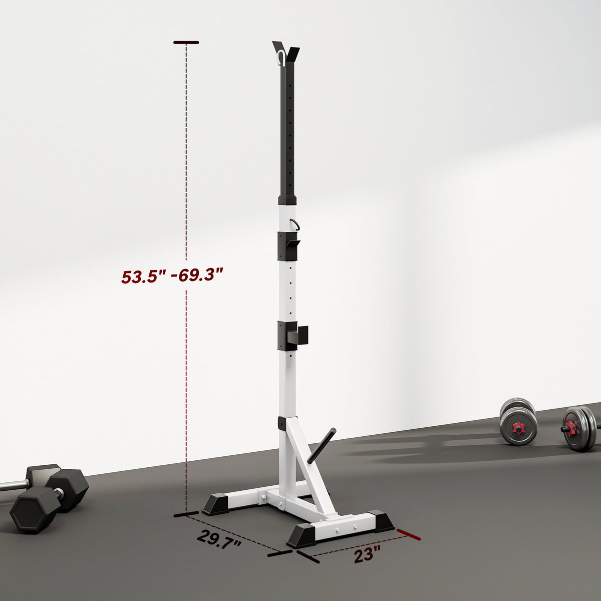 Pair of Adjustable Squat Rack Standard 53.5"-69.25" Barbell Rack Stand 440lbs Capacity, 2" Steel Heavy Duty Bench Press Rack, Support 3 Sets Barbells Storage