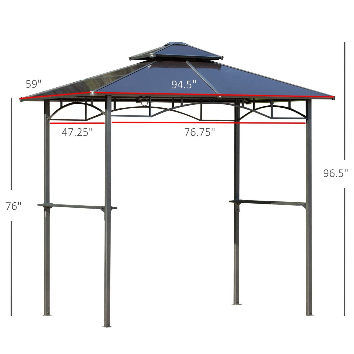 8' x 5' Barbecue Grill Gazebo Tent, Outdoor BBQ Canopy with Side Shelves, and Double Layer PC Roof, Brown