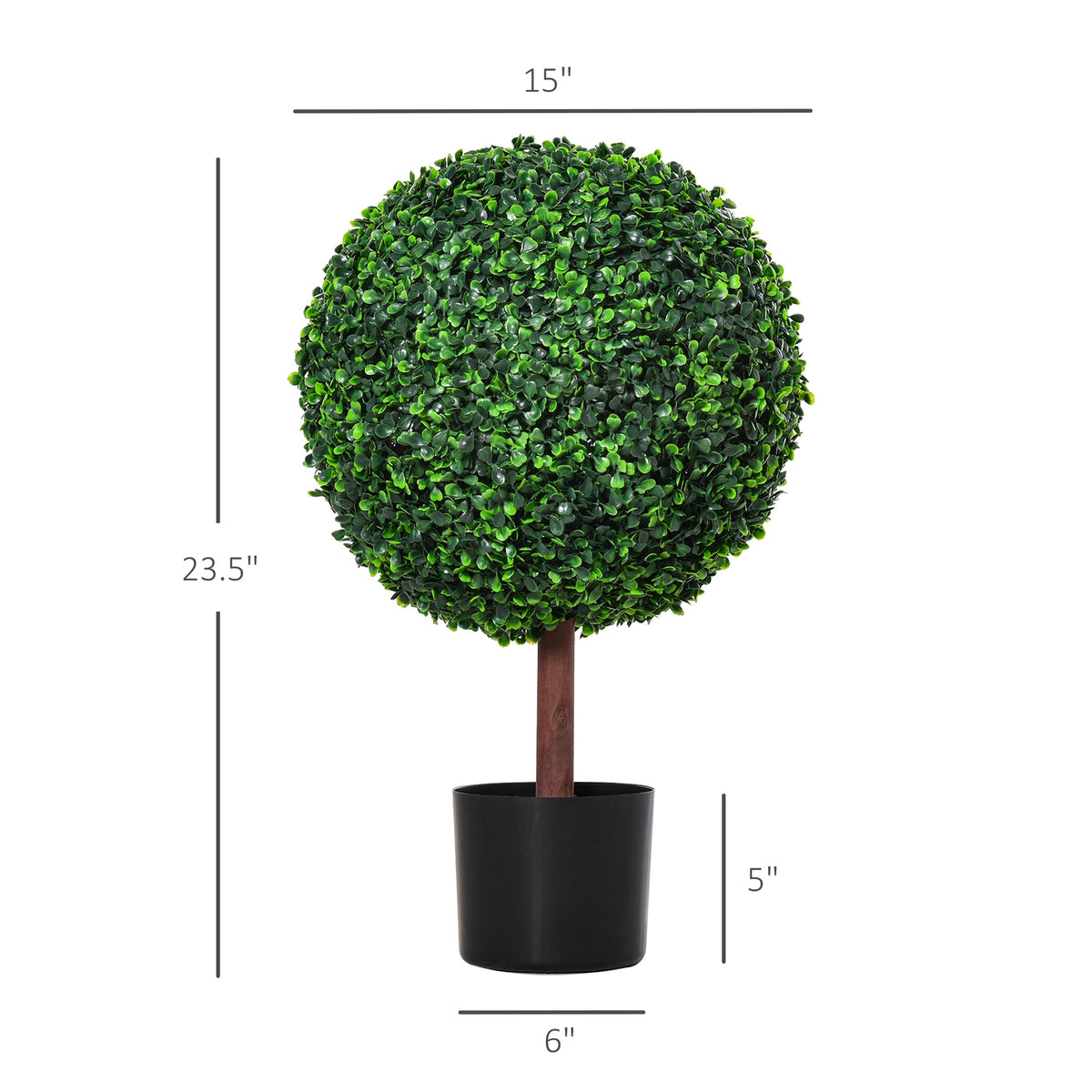 23.5" Artificial Boxwood Topiary Ball Tree, Fake Decorative Plant, Nursery Pot Included for Home, Balcony, Backyard and Garden