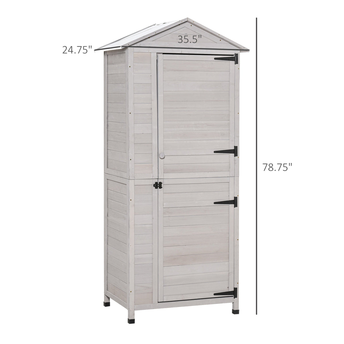 Wooden Garden Cabinet 4-Tier Storage Shed Lockable Organizer w/ Foot Pad Handle