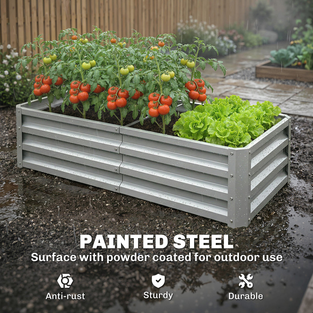 Galvanized Raised Garden Bed, 4' x 2' x 1' Metal Planter Box, for Growing Vegetables, Flowers, Herbs, Succulents, Green