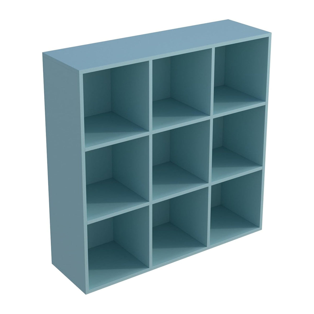 9-Cube Storage Shelf Bookcase - Wooden 3-Tier Floor Standing Open Bookshelf for Home and Office, Display Cabinet, Light Blue