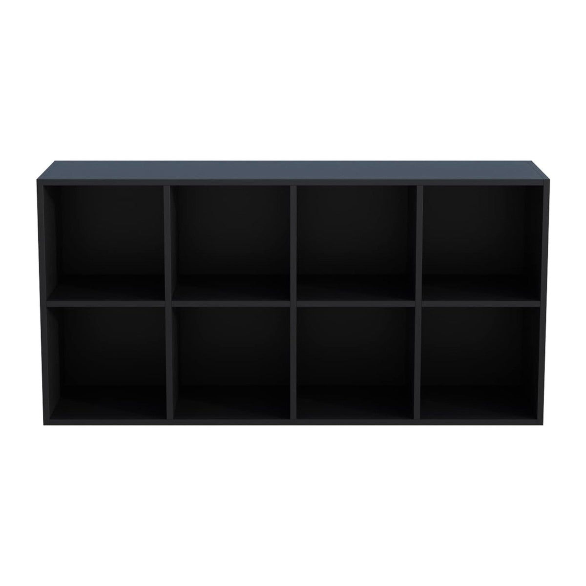 8-Cube Storage Shelf Bookcase - Wooden 4-Tier Floor Standing Open Bookshelf, Modern TV Stand up to 55 Inchs for Home and Office, Black