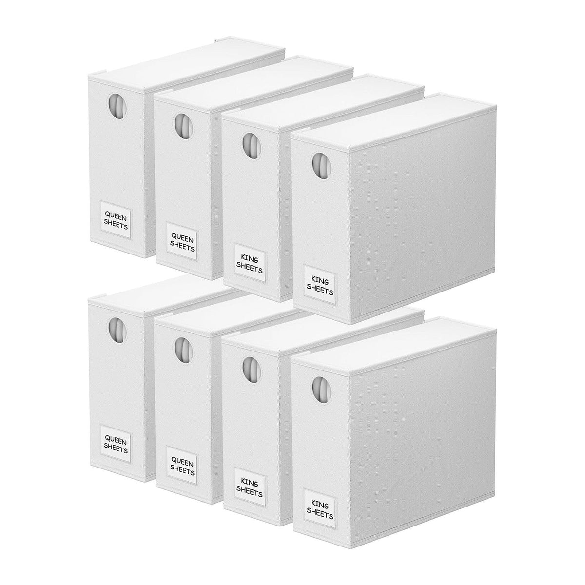 SpaceAid 8 Pack Bed Sheet Organizers and Storage, Foldable Organizer for Linen Closet, Sheets Set Folder Keeper with Window XL (Queen & King Size) Organizing Bedding Container, White 91ZDSN-SL24-W8