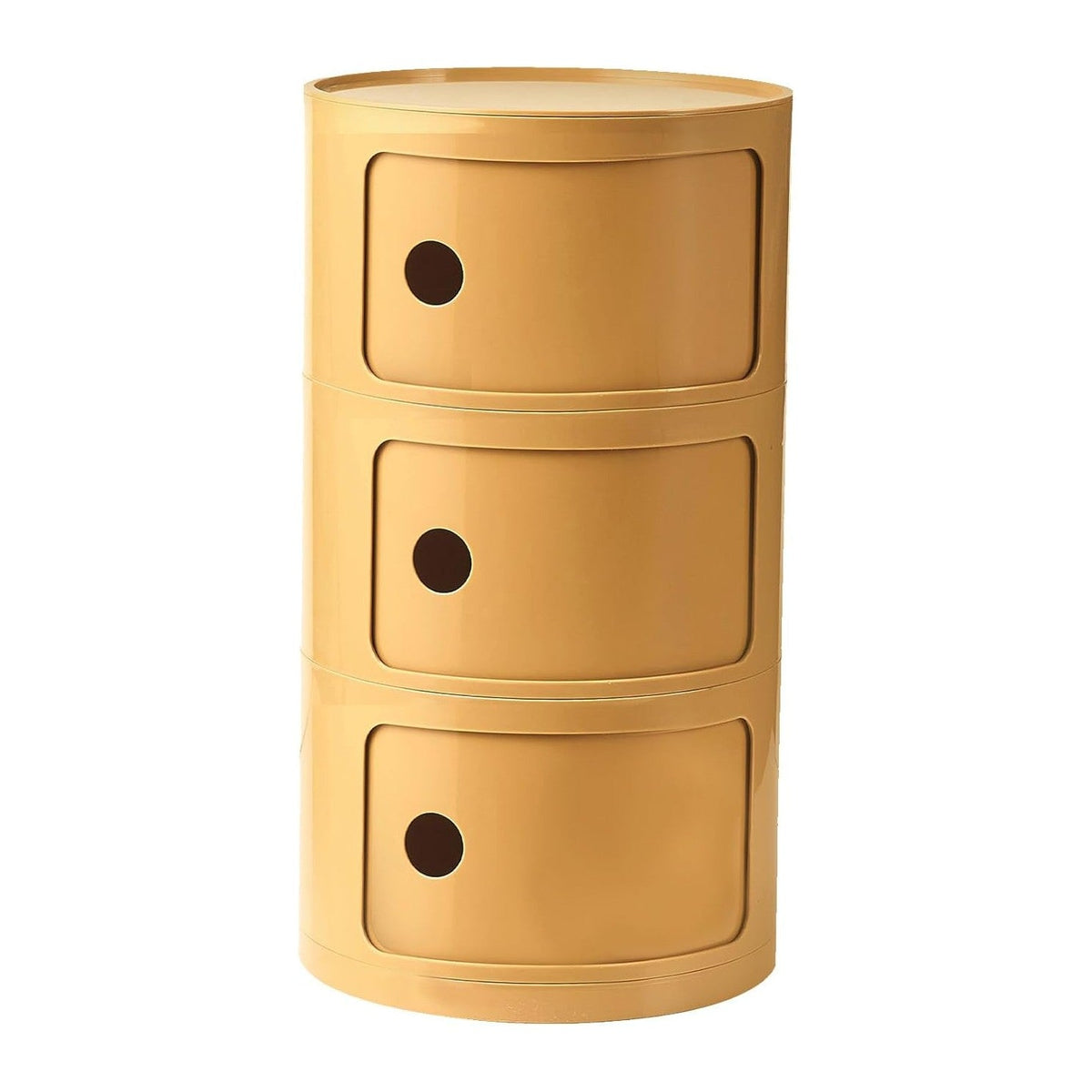 Round Nightstand with 3 Drawers, Modern Style Side Table, Multifunctional End Table Storage Cabinet for Living Room, Bedroom, Bathroom (Orange)